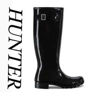 NWT HUNTER ORIGINAL TOUR GLOSS BLACK BOOTS 5 6 36